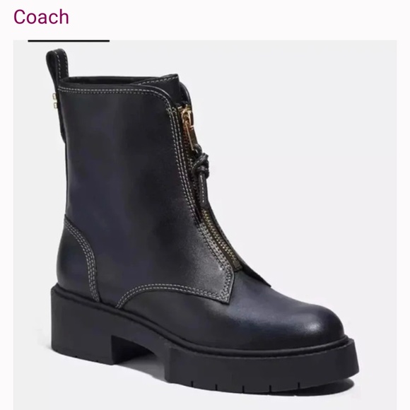 Zip front Liza black 7 coach boots - Picture 1 of 3